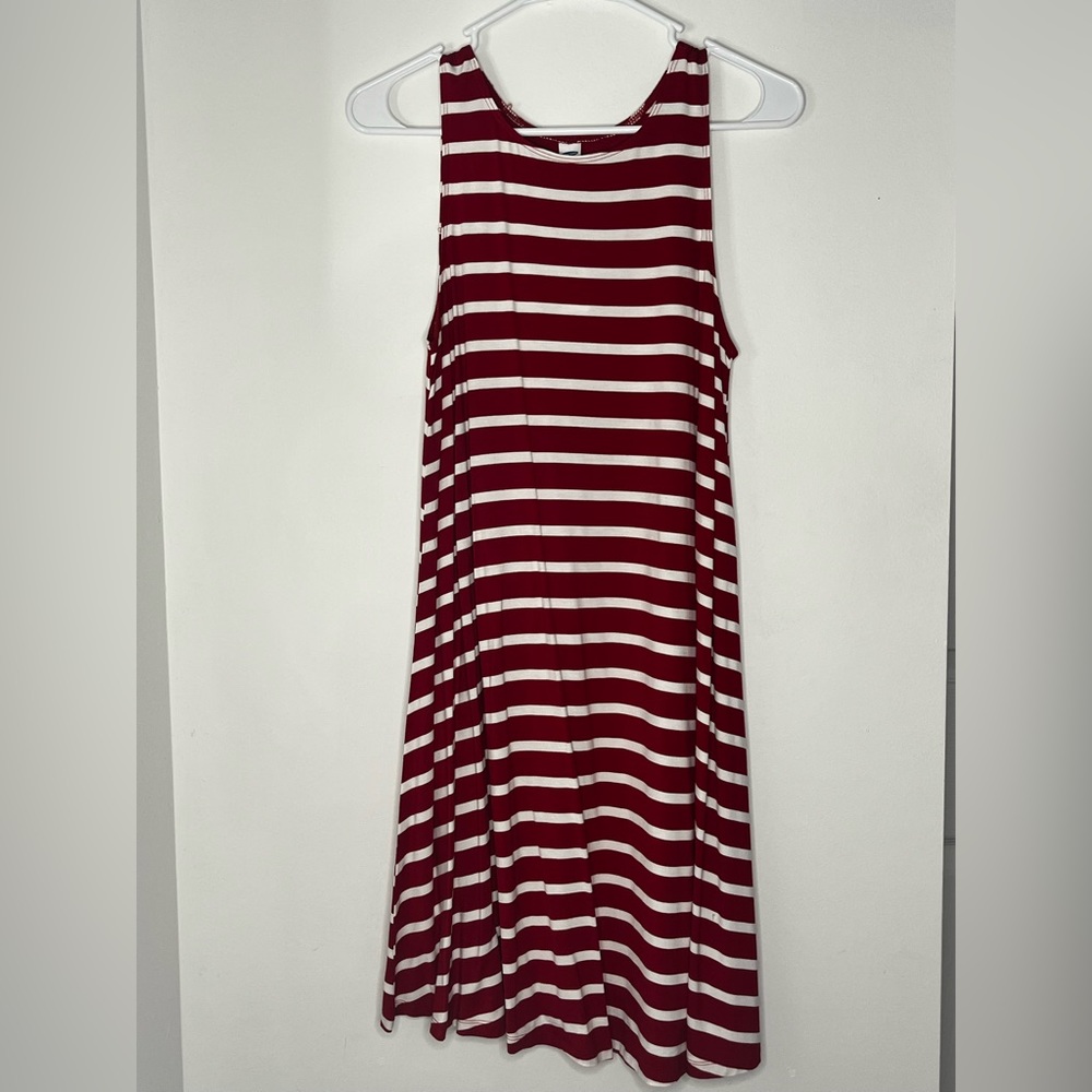 Red and white striped dress